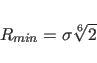 \begin{displaymath}
R_{min} = \sigma \sqrt[6]{2}
\end{displaymath}