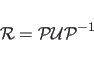 \begin{displaymath}
{\cal R} = {\cal P} {\cal U} {\cal P}^{-1}
\end{displaymath}